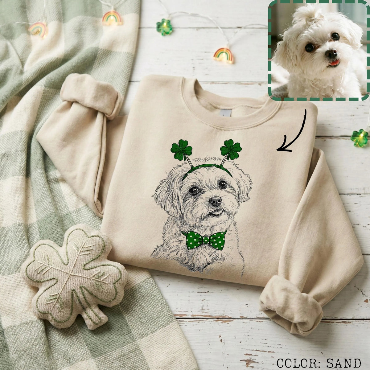 Personalized St. Patrick's Day Pet Sweatshirt - Custom Photo Dog or Cat Hoodie