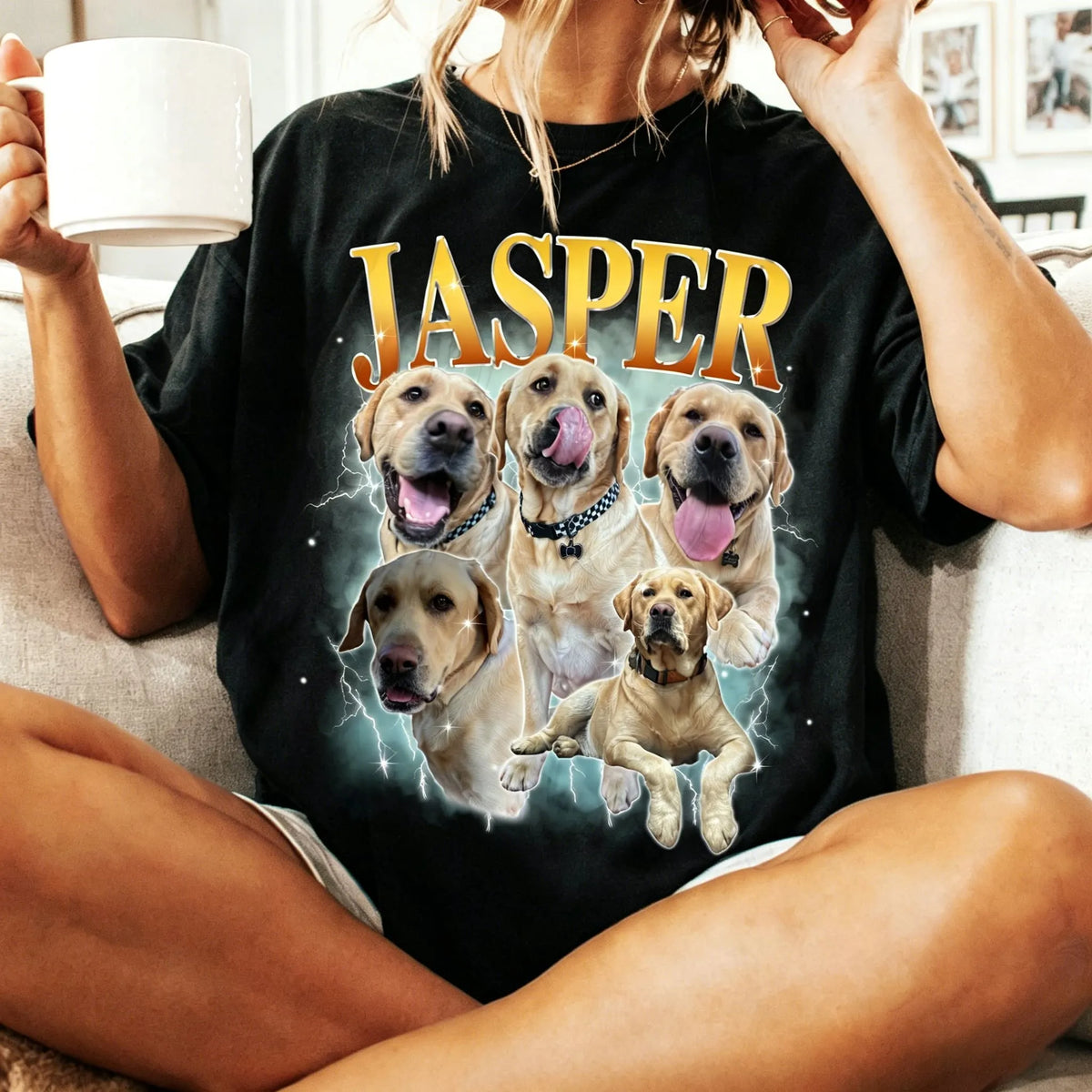 Custom Pet Vintage Bootleg T-Shirt, Retro Personalized Pet Photo + Name Shirt