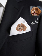 Custom Embroidered Pet Photo Pocket Square, Custom Cotton Handkerchief, Men's Wedding Gift 