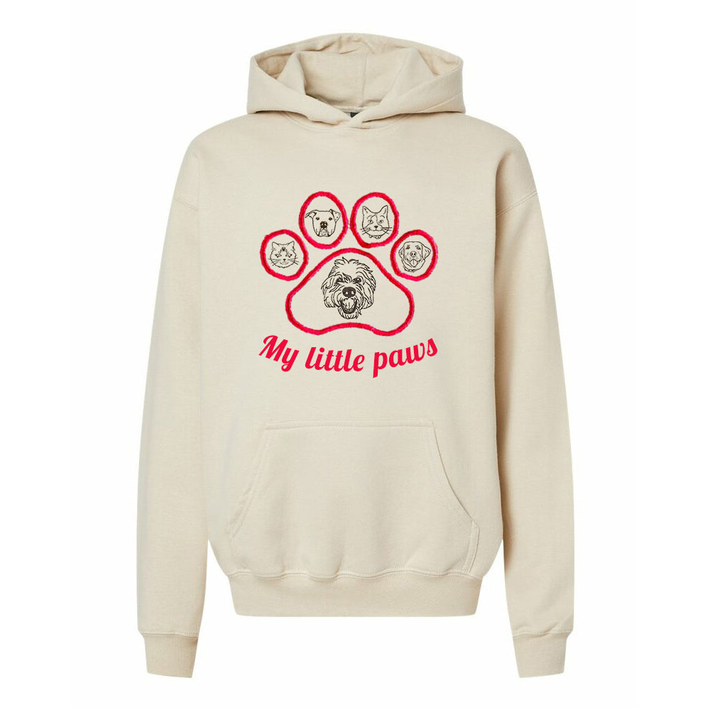 My Little Paws Personalized Pet Face Embroidered Sweatshirt Hoodie T-shirt With Paw Print