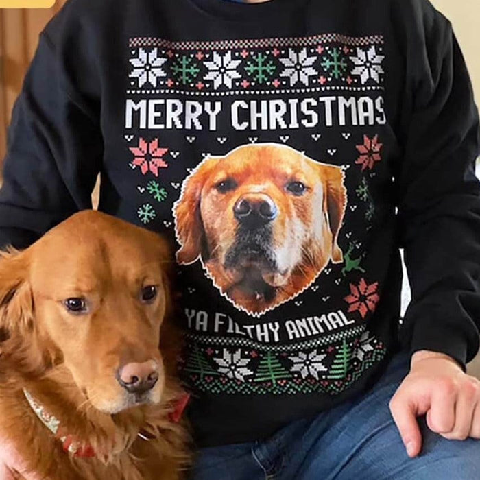 Upload Photo Christmas Ugly Dog Cat Sweatshirt Hoodie