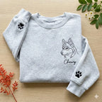 Custom Outline Embroidered Pet Sweatshirt, Custom Embroidered Dog Cat Hoodie- Stylish Outline Style