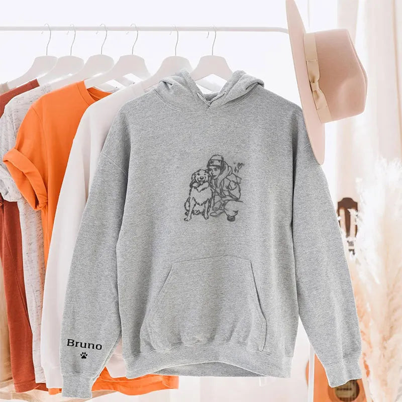 Personalized Pet Embroidered Sweatshirt- Stylish Outline Style