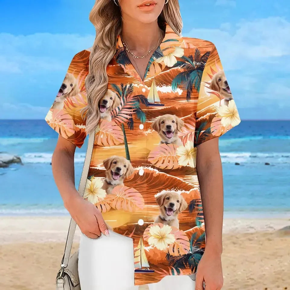 Custom Photo Summertime Is Calling Me - Dog & Cat Personalized Custom Unisex Tropical Hawaiian Aloha Shirt