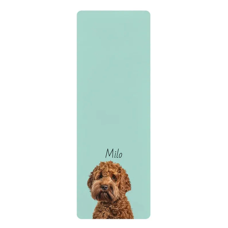 Personalized Rubber Yoga Mat with Custom Pet Photo And Name, Dog Yoga Mat
