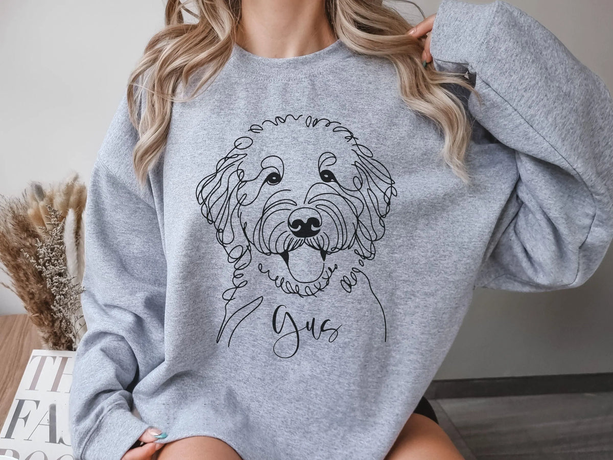Custom Pet Line Art Sweater for Dog Mom, Minimalist Dog Mom T-Shirt Sweatshirt Hoodie
