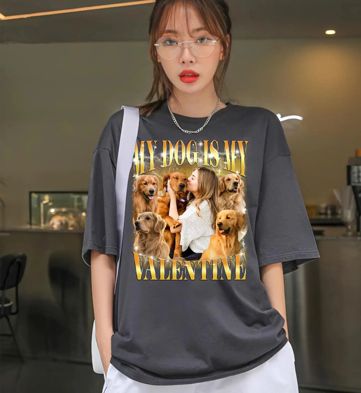 My Dog Is My Valentine Custom Pet Bootleg Shirt, Personalized Pet Photo T-Shirt Hoodie Sweatshirt