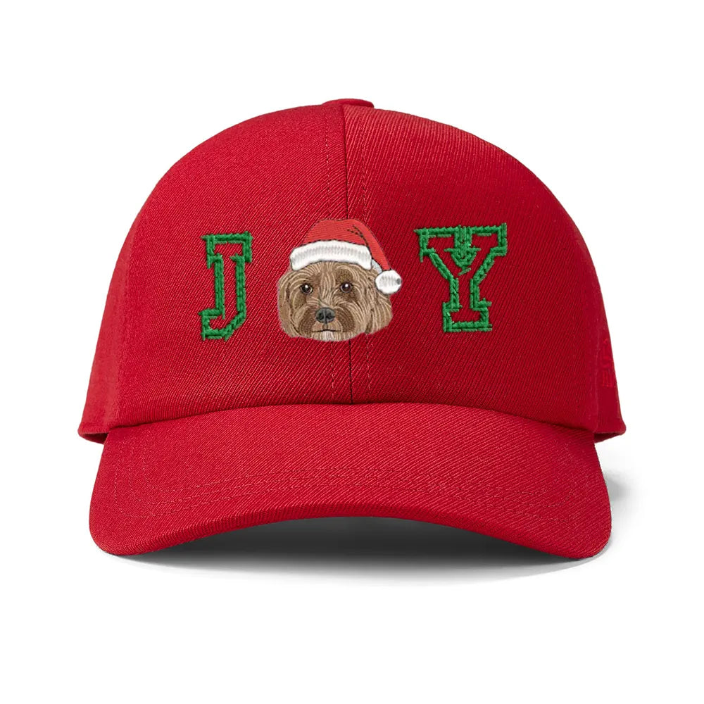 Custom Pet Portrait Embroidered Baseball Cap with Santa Hat Christmas Gifts