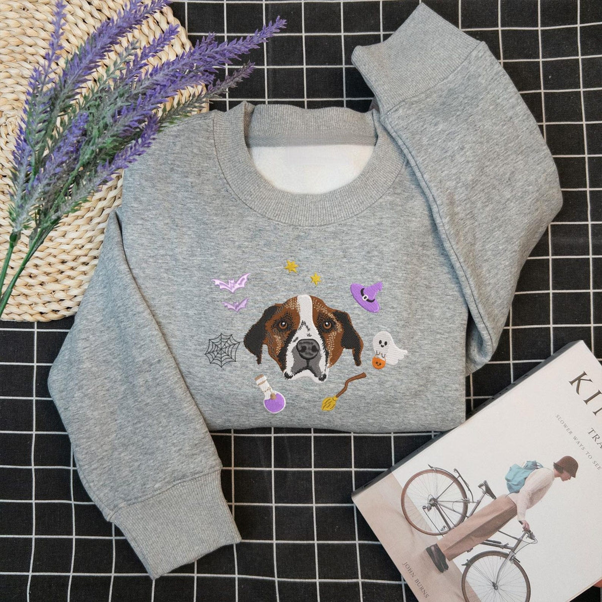 Custom Embroidered Halloween Sweatshirt with Your Pet's Face - Spooky Pet Lover's Sweatshirt & Hoodie