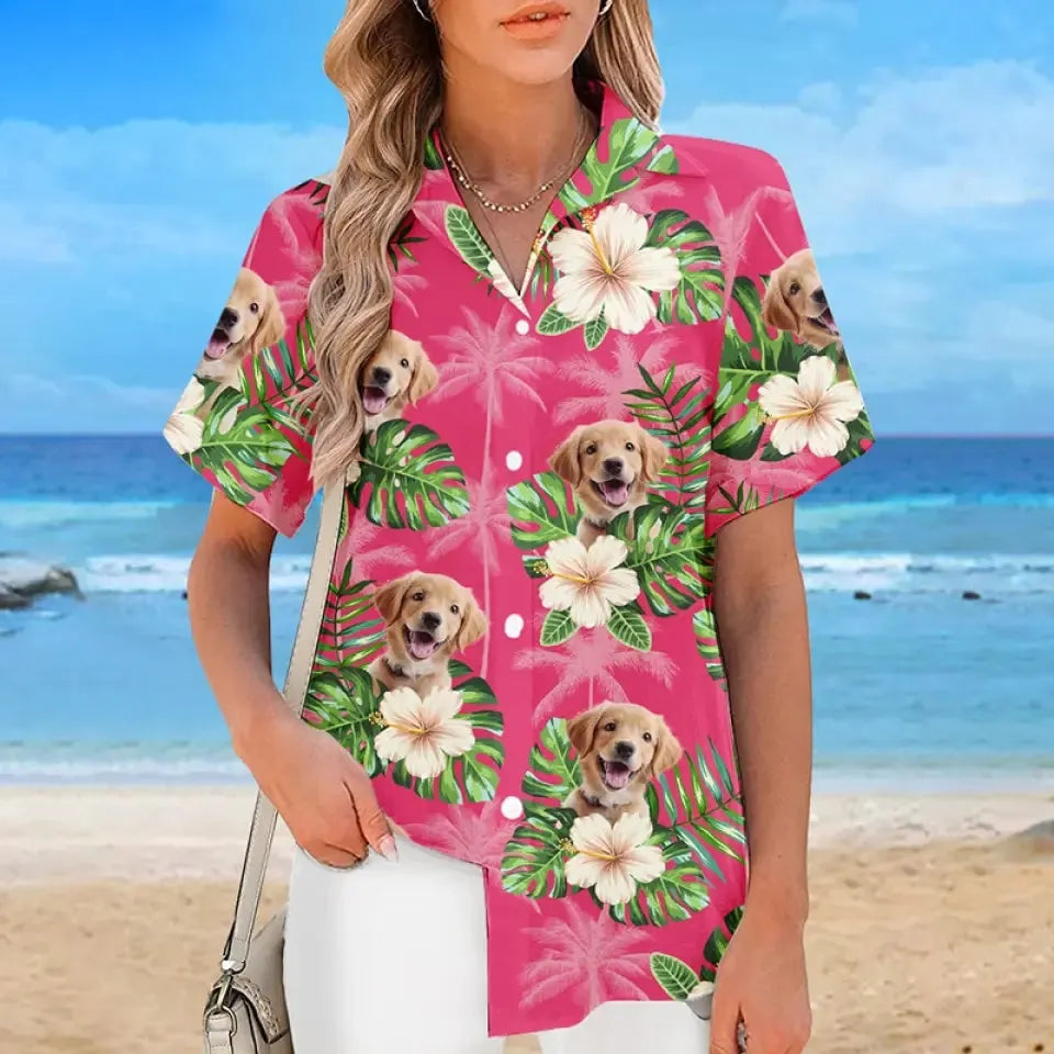 Custom Photo Hawaiian Shirt - 'This Is My Vacation Time' Pet Aloha Shirt for Dog & Cat Lovers