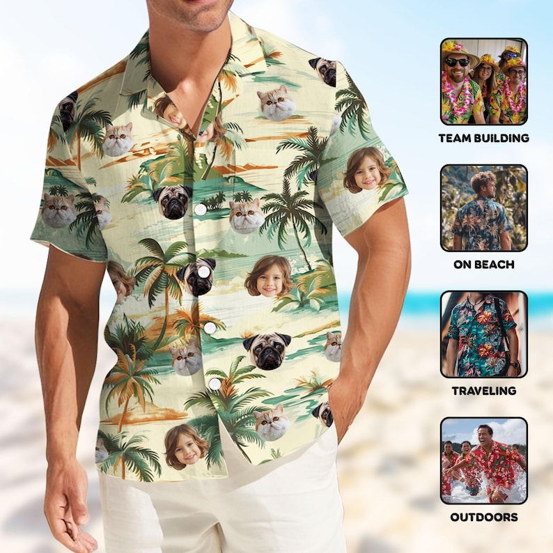 Custom Photo Dog Hawaiian Shirt, Dog Dad Hawaiian Aloha Shirt