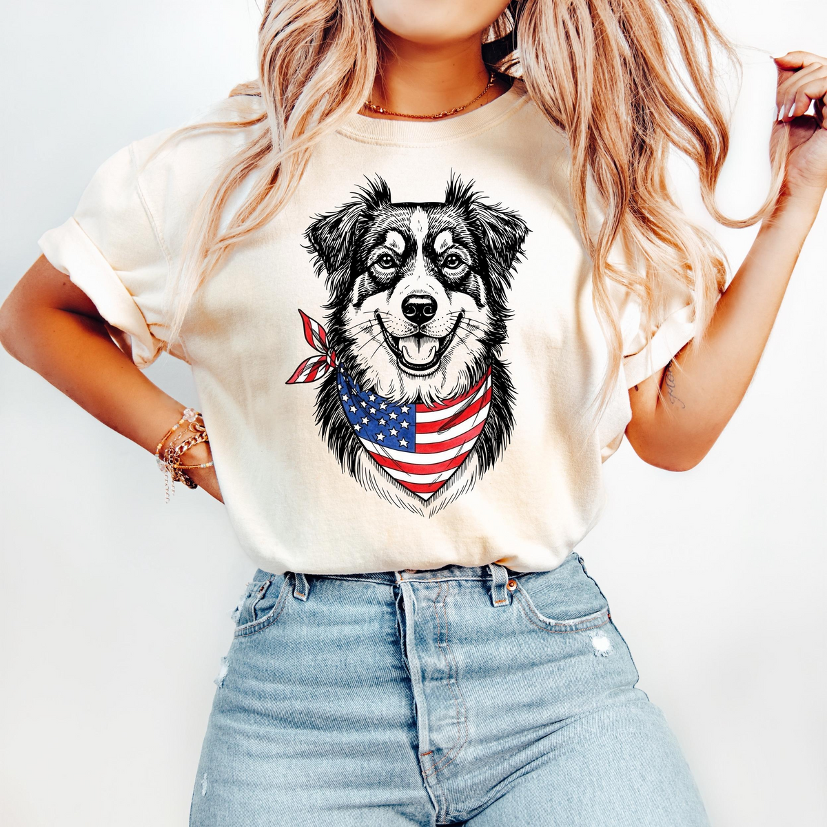 Custom Pet Photo Shirt, 4th of July Patriotic Dog Tee