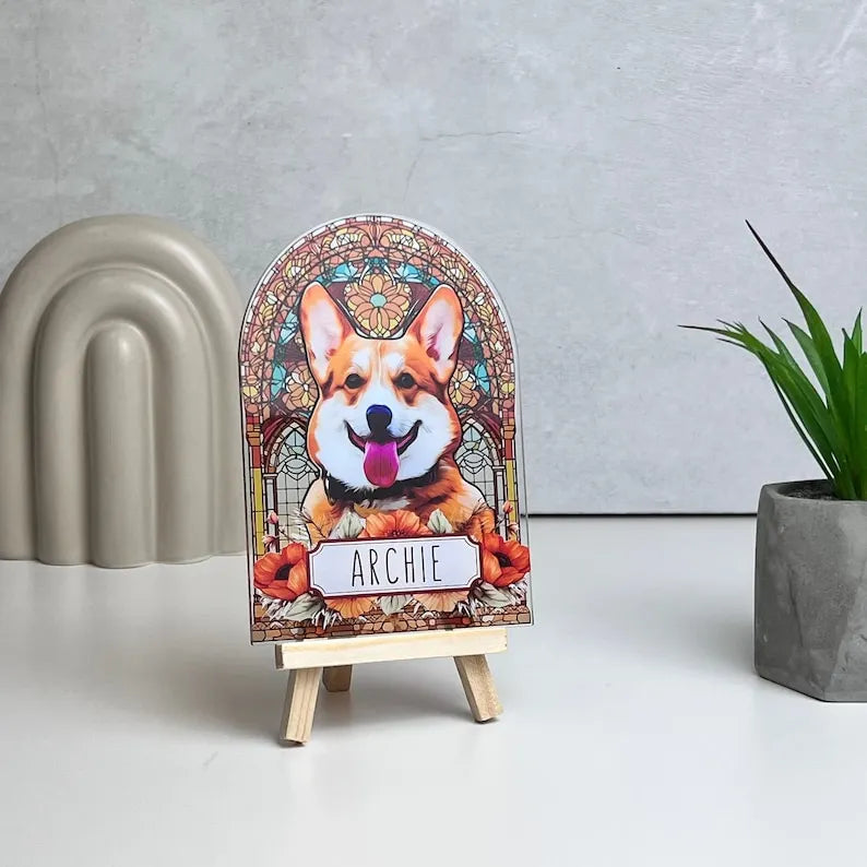 Pet Memorial Custom Acrylic Stained Glass Night Light, Personalized Bedroom LED Decor Sign