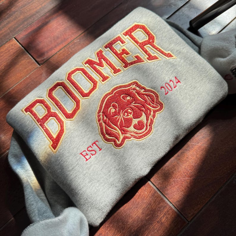 Varsity Custom Applique Glitter Embroidered Dog Sweatshirt Hoodie T-shirt