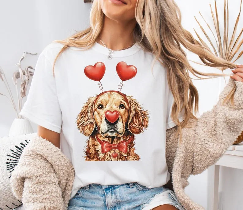 Custom Dog Photo Valentine’s Day Sweatshirt – Heart Balloon Headband Design