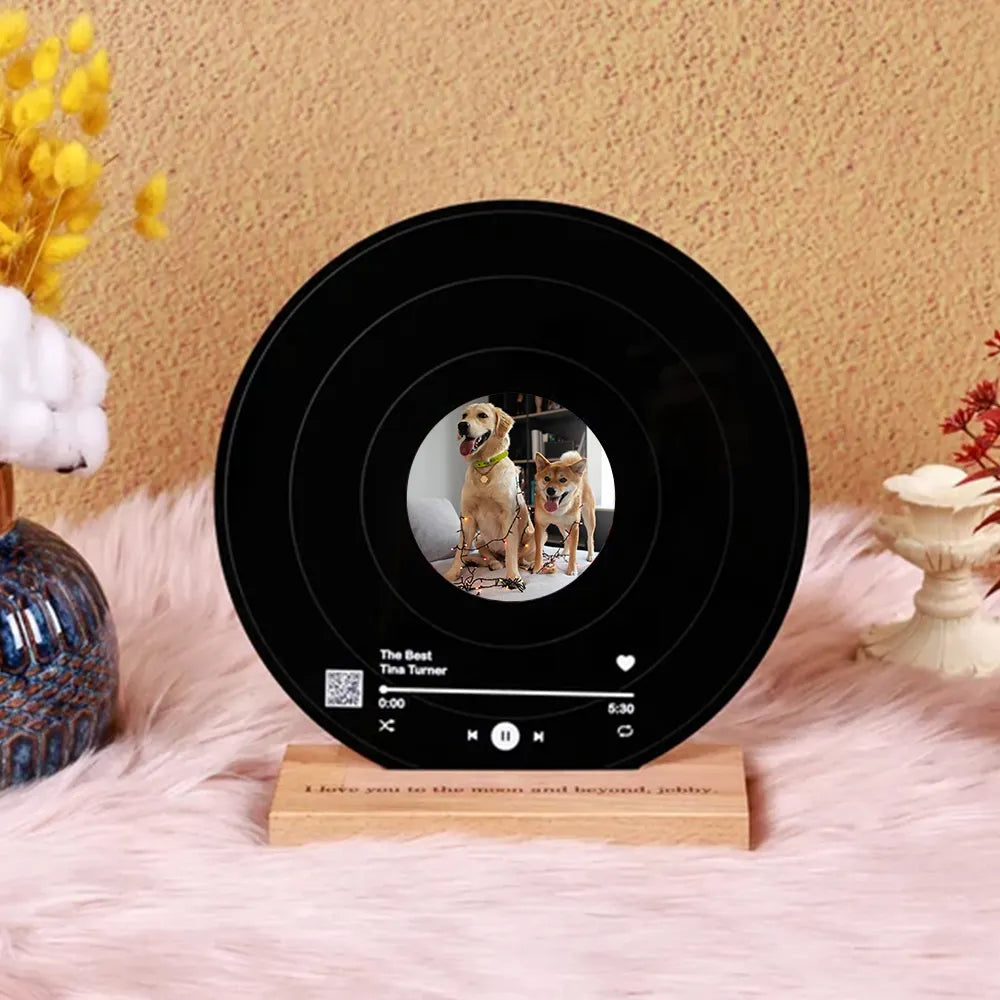 Personalized Vinyl Record with Pet Photo and Engraved Text- Acrylic Song Plaque - Gift for Pet Lovers
