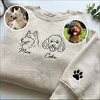Custom Outline Embroidered Pet Sweatshirt, Custom Embroidered Dog Cat Hoodie- Stylish Outline Style