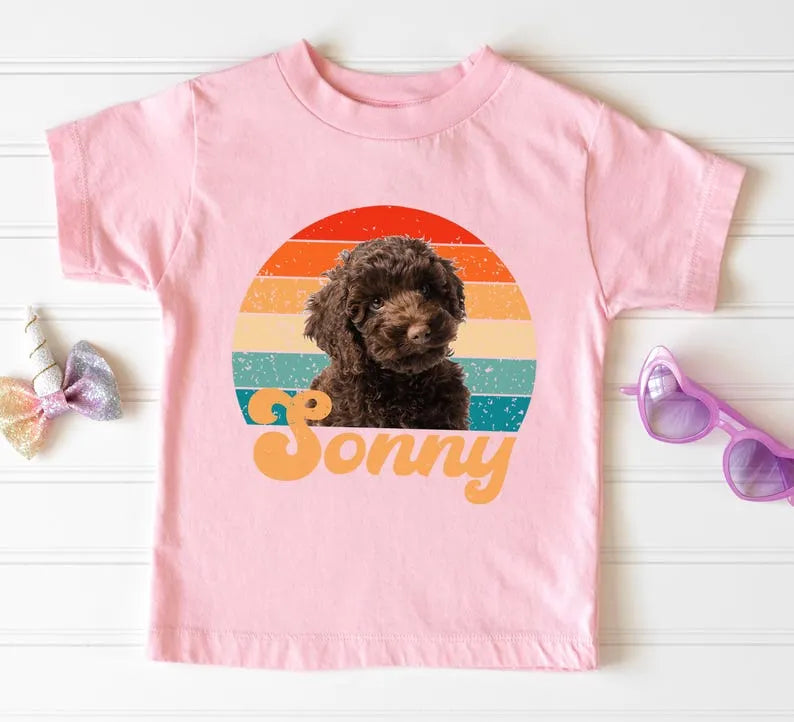 Personalized Kids Pet Portrait T-Shirt – Custom Dog & Cat Vintage Graphic Tee & Hoodie
