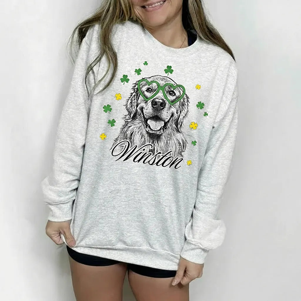 Custom Pet Photo Sweatshirt, St. Patrick's Day Dog or Cat Photo Hoodie T-shirt