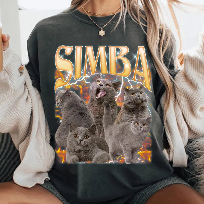 Custom Photo Vintage 90s Graphic Tee, Personalized Pet Shirt, Bootleg Rap Dog Shirt