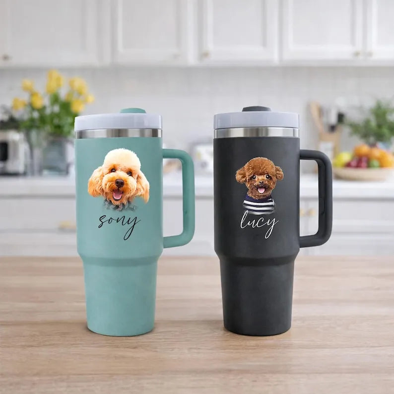 Custom Pet Photo Tumbler, Custom Dog Photo Tumbler