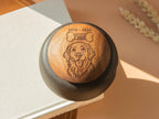 Ceramic Pet Urn for Dog Ashes – Custom Engraved Walnut Wood Lid Memorial (15lb)
