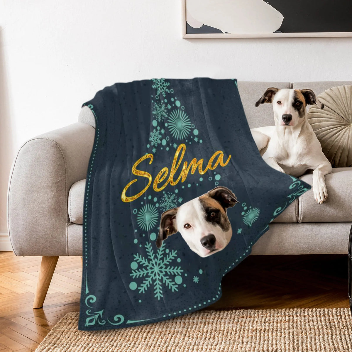 PetFiestas® Custom Pet Photo Blanket Christmas Blanket Christmas Tree Blanket, Personalized Name Blanket