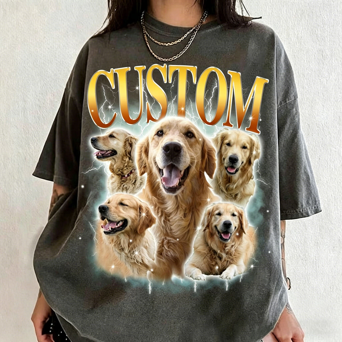 Custom Pet Vintage Bootleg T-Shirt, Retro Personalized Pet Photo + Name Shirt