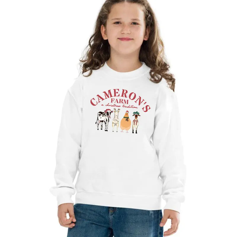 PetFiestas® Custom Text and Farm Animals Christmas Sweatshirt – Perfect Holiday Gift for Farm Animal Lovers