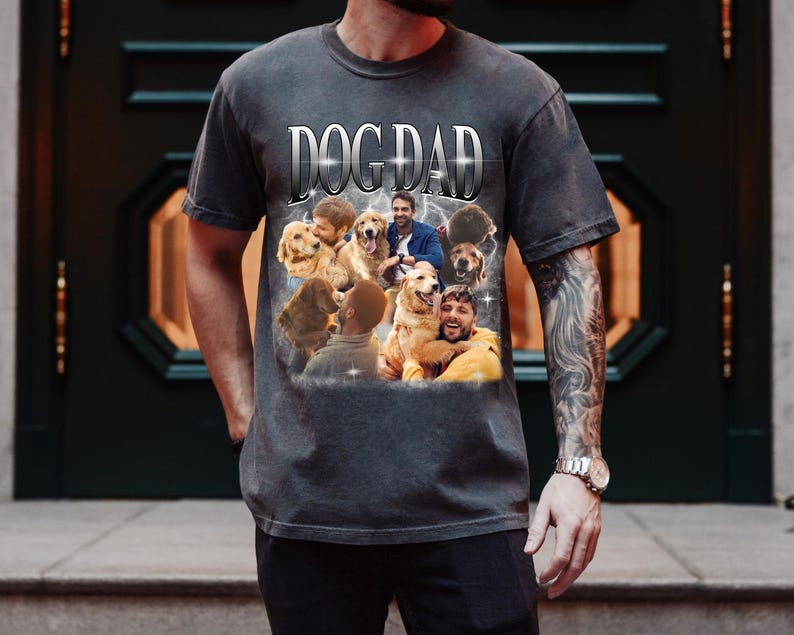 Custom Dog Dad Shirt with Photo, Pet Bootleg Shirt, Father's Day Gift