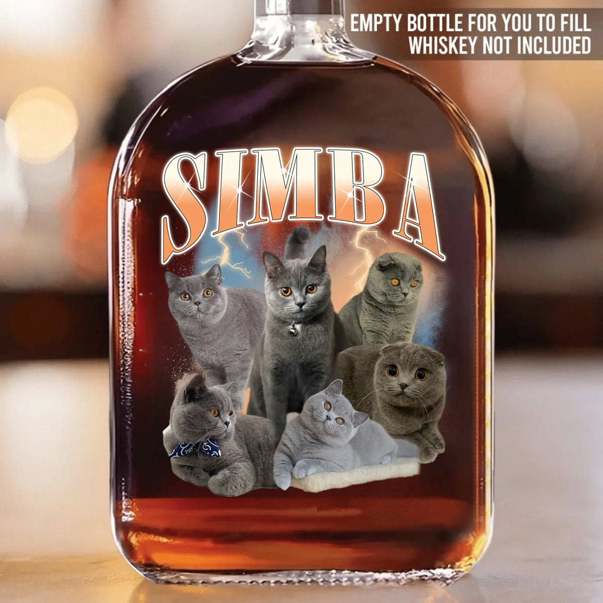 PetFiestas® Bootleg Vibe Custom Whiskey Bottles with Pet Portraits for Dog Dad