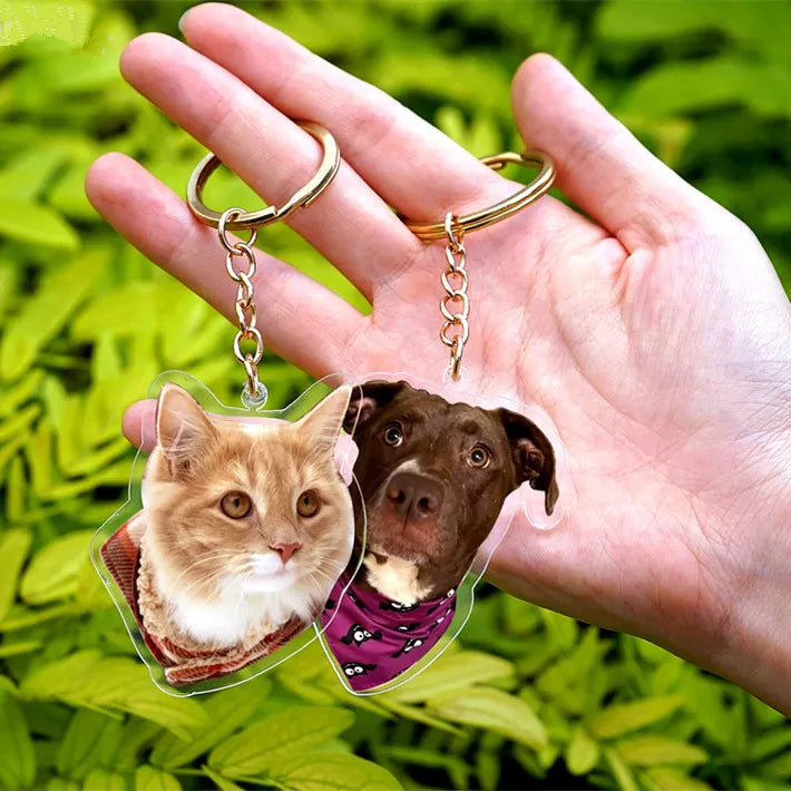 Custom Pet Portrait Photo Badge Reel Pet Keychain 