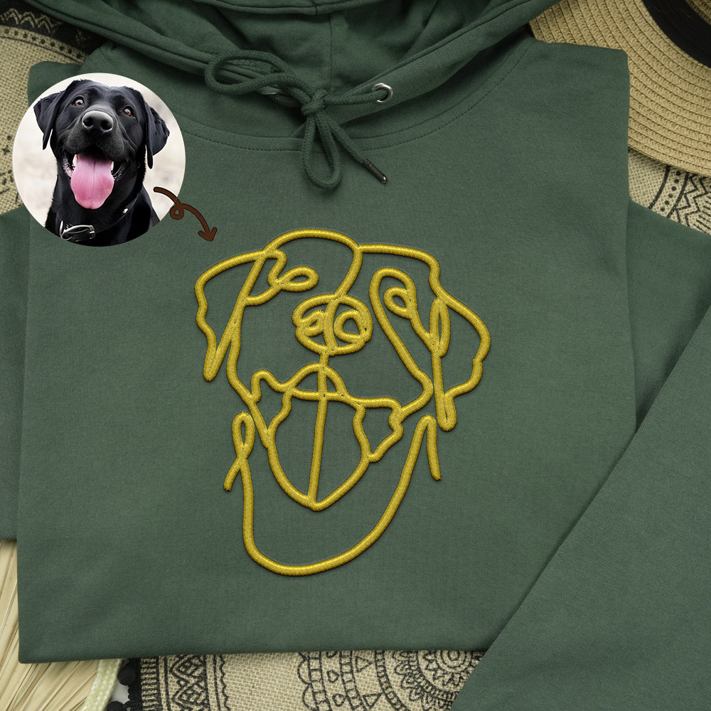 Custom Pet Photo Outline Puff 3D Embroidered Hoodie Crewneck T-shirt- Stylish Outline Style