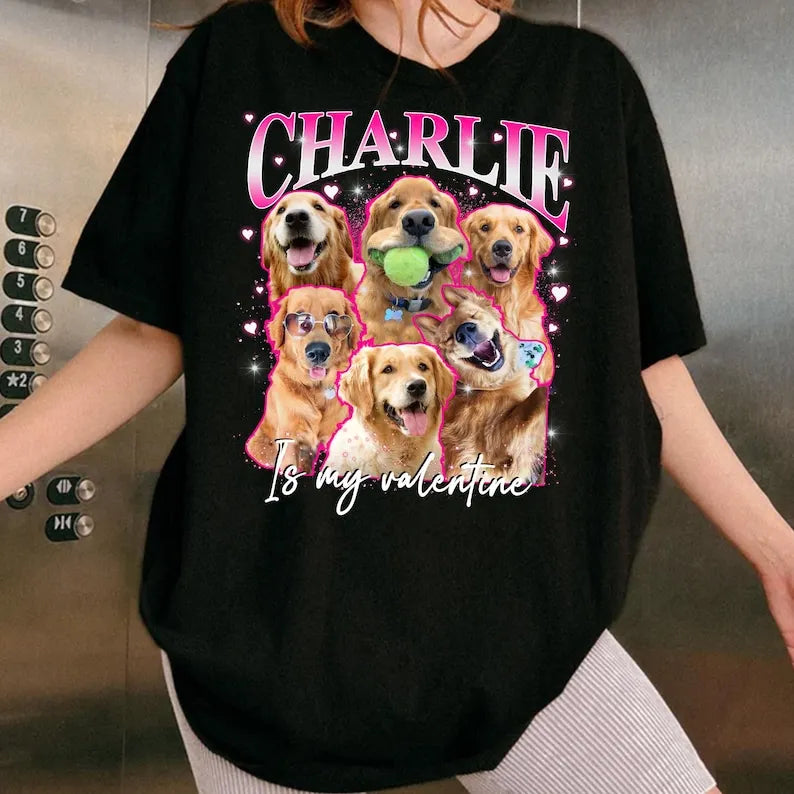 Valentine Custom Pet Bootleg Shirt, Personalized Valentine Pet Photo T-Shirt Hoodie Sweatshirt