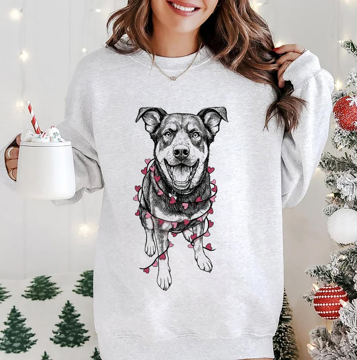 Custom Pet Valentine's Day Sweatshirt with Heart String Design