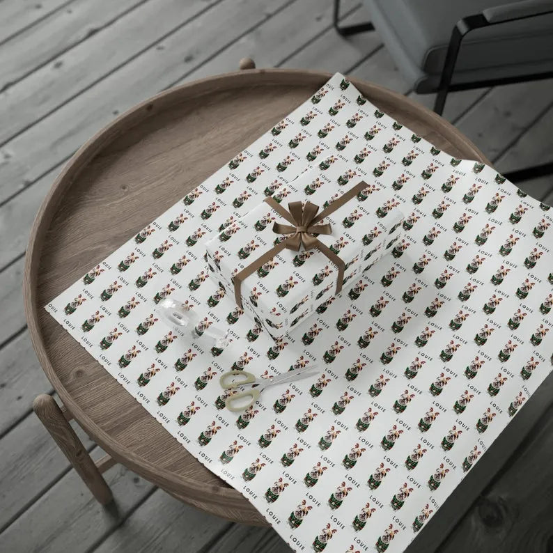 Custom Dog Gift Wrap, Dog Wrapping Paper Custom Pet Wrapping Paper, Name,Christmas Holiday Gift
