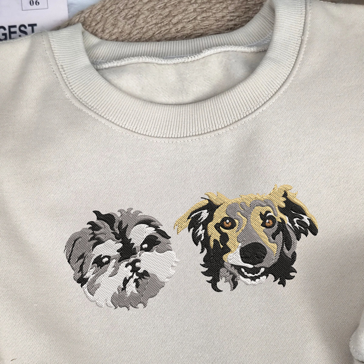 Custom Dog Portrait Embroidered Sweatshirt Pet Portrait Embroidered Hoodie- Colorful Design