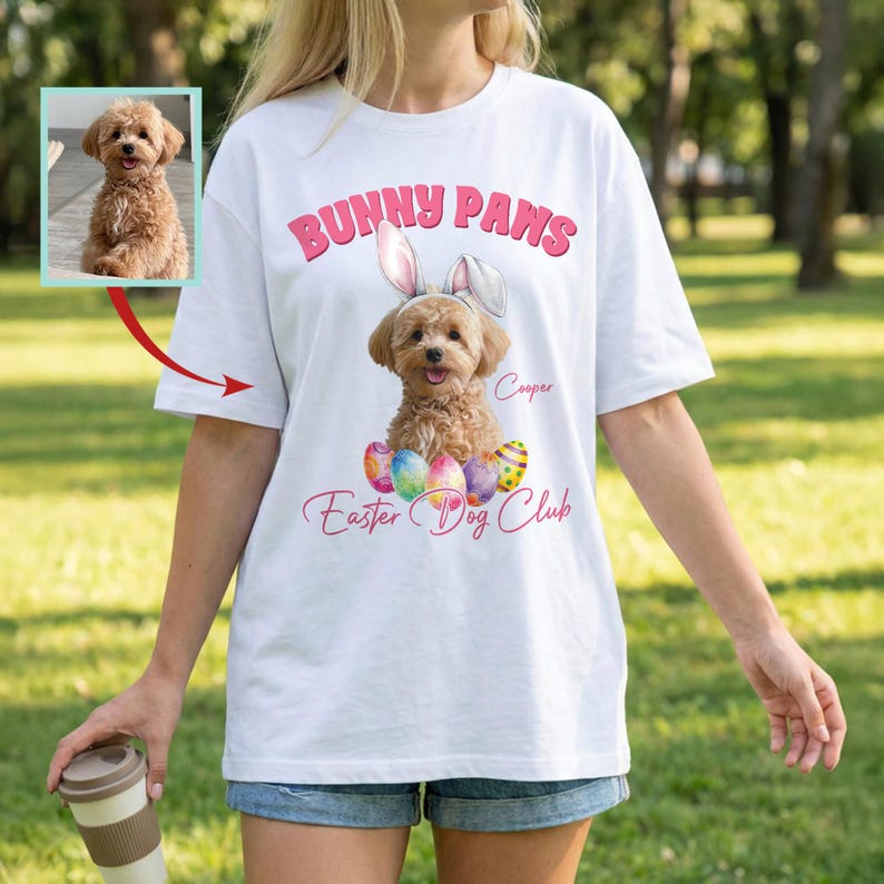 Personalized Easter Dog Club Sweatshirt, Custom Dog Photo And Name Crewneck Tee