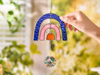 Personalized Pet Memorial Sun Catcher – Rainbow Bridge Stained Glass with Photo