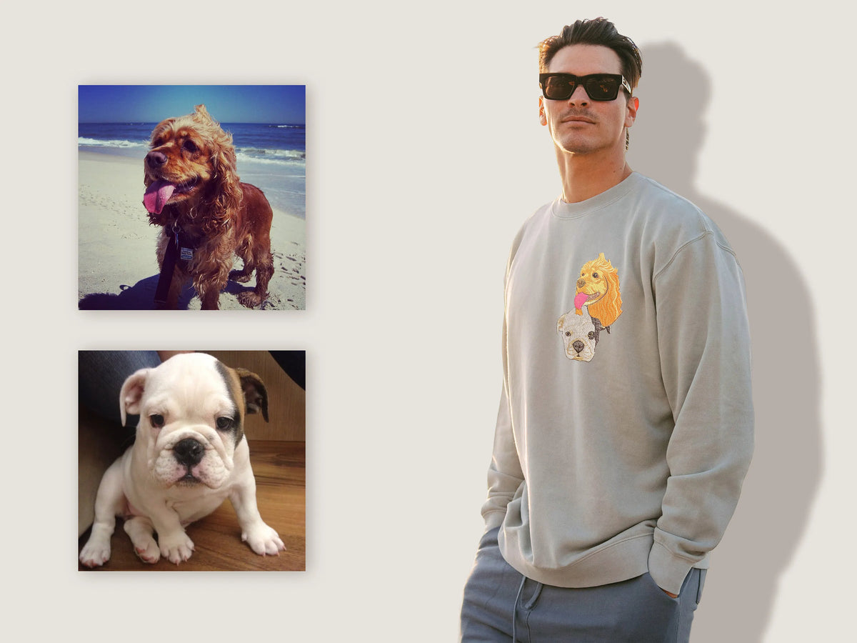 Personalized Pet Portrait Embroidery Sweatshirt Hoodie- Colorful Design
