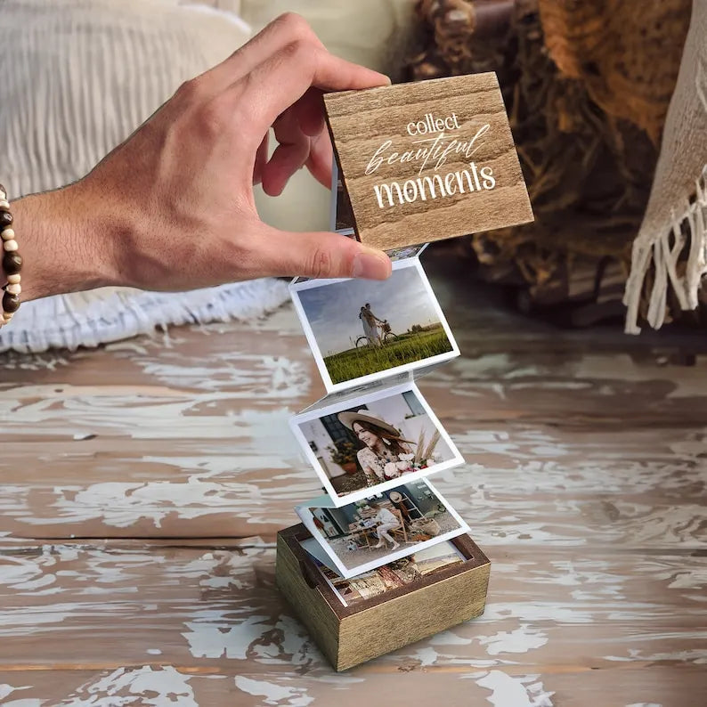 Pull Out Photo Album, Valentines Memory Collection, Personalised Wooden Photo Frame