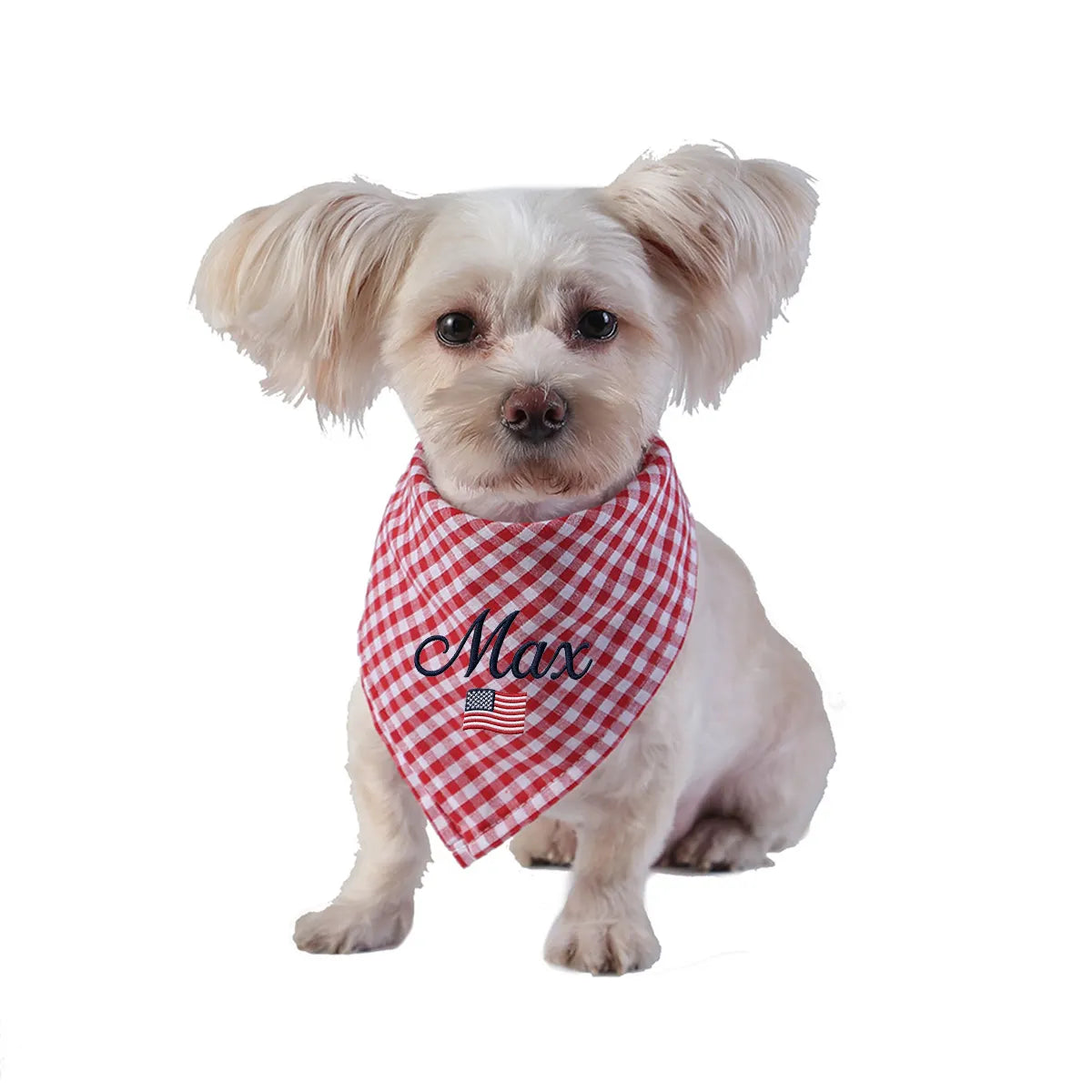 Custom Name Embroidered Dog Bandana, 4th of July Bandana, Patriotic Dog Gifts, Pet Lover Gift