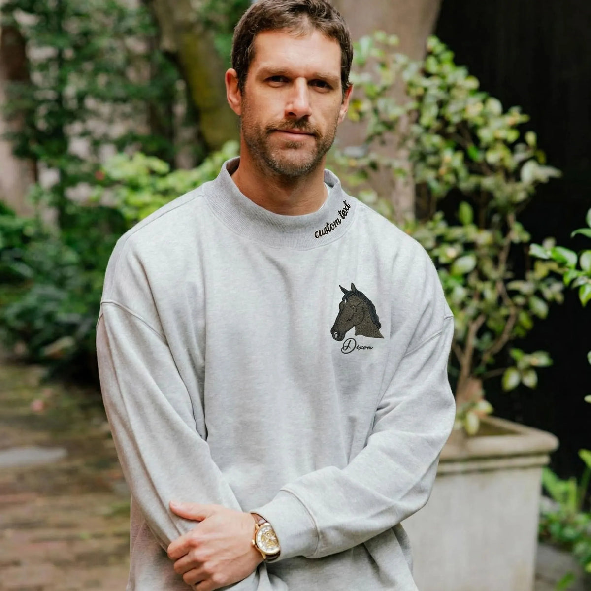Custom Pet Embroidered Mockneck Sweatshirt