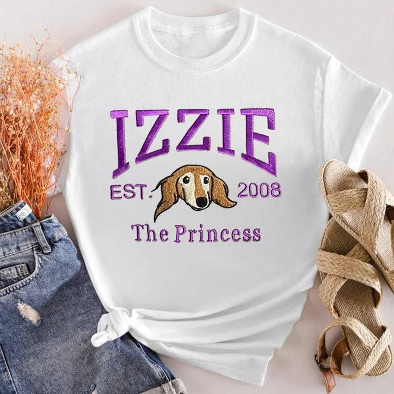Custom Dog Hoodie Embroidered Dog Name Sweatshirt- Varsity Colorful Design