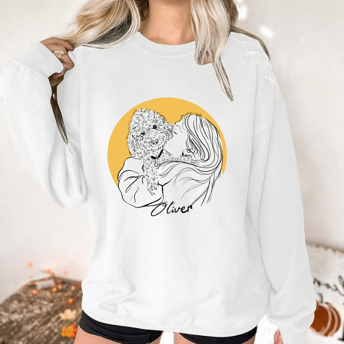 PetFiestas® Custom Pet Portrait Line Drawing Printed Hoodies Sweatshirt T-shirt