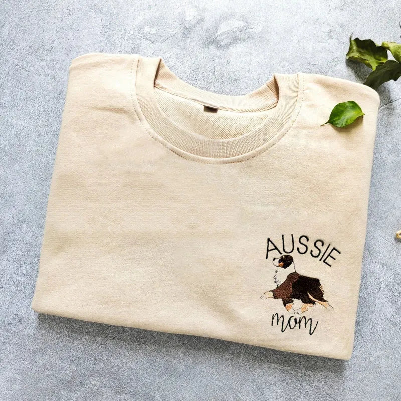 Custom Pet Portrait Embroidered T-shirt  Sweatshirt Hoodie- Colorful Design