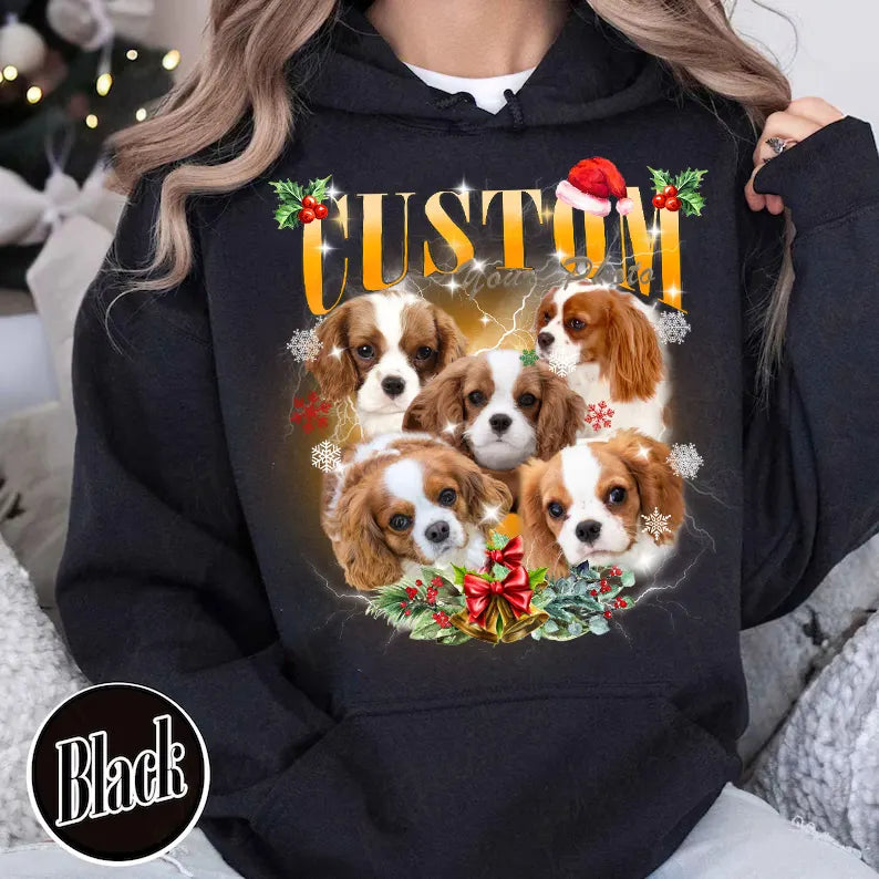 PetFiestas® Christmas Custom Bootleg Rap Tee, Custom Christmas Dog Cat T-shirt 90s Vintage Tee