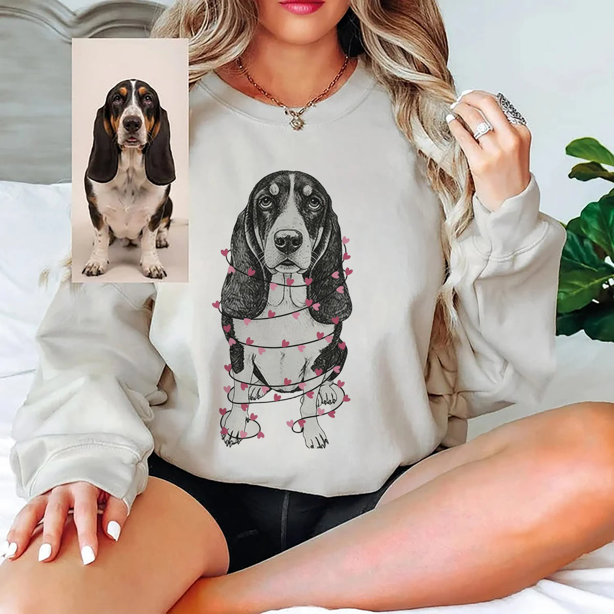 Custom Pet Valentine's Day Sweatshirt with Heart String Design