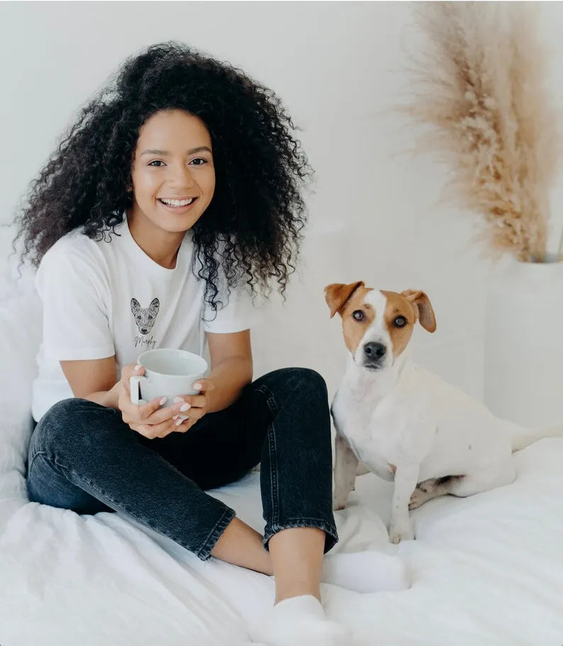 Custom Pet Portrait T-Shirt Personalized Dog Mom Gift Pet Photo Sweatshirt Hoodie