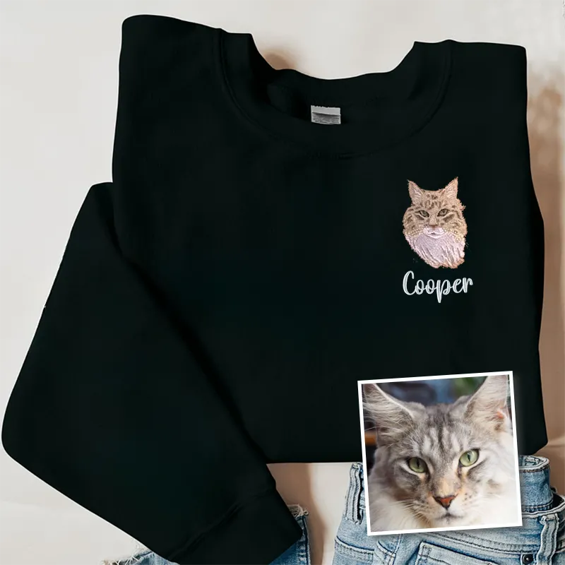 Maine Coon Cat Lover Custom Embroidered Sweatshirt Hoodie T-shirt